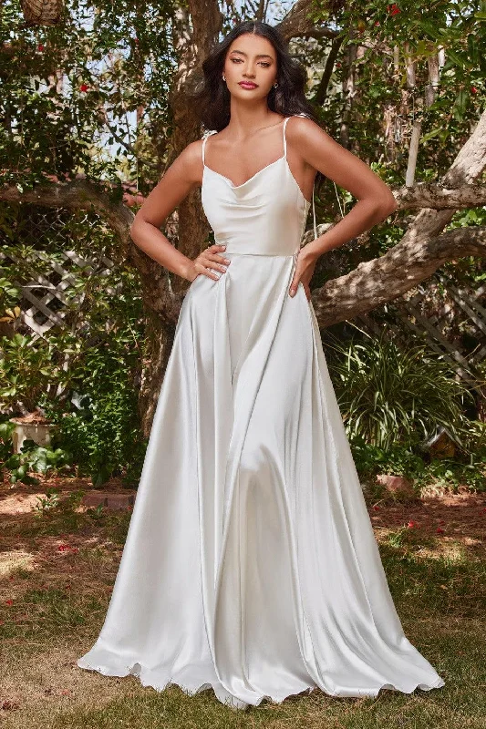 Cinderella Divine BD104W Ravishing Cowl A-Line Satin Wedding Gown