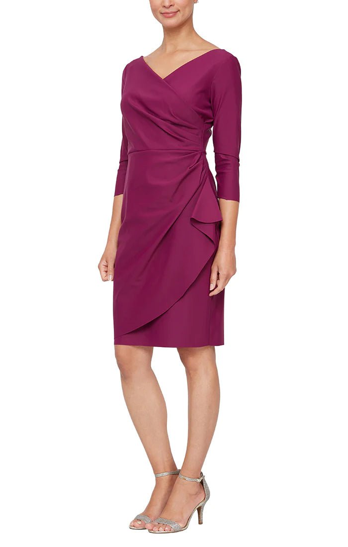 Alex Evenings 8134228 - Quarter Sleeve V-Neck Formal Dress