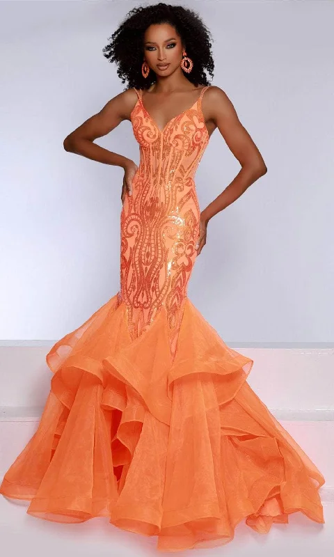 Johnathan Kayne 2835 - V-Neck Ruffle Mermaid Prom Dress