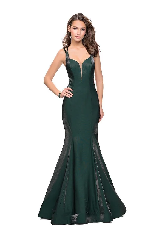 La Femme - 25813 Strappy Deep V-neck  Mermaid Dress