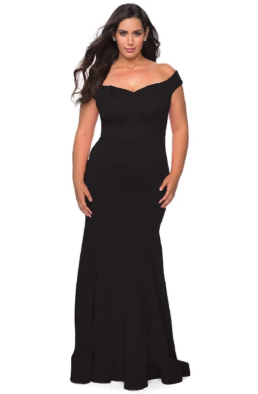 La Femme - 28963 Off-Shoulder Jersey Simple Prom Dress