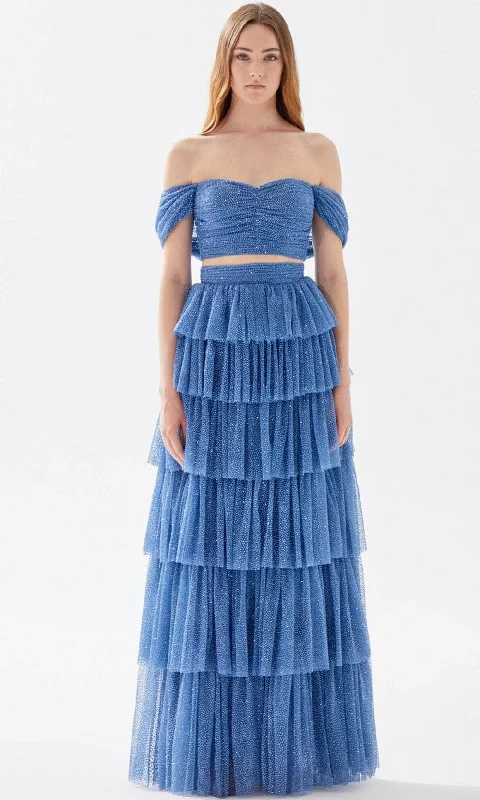 Tarik Ediz 52042 - Two Piece Tiered Off Shoulder Dress