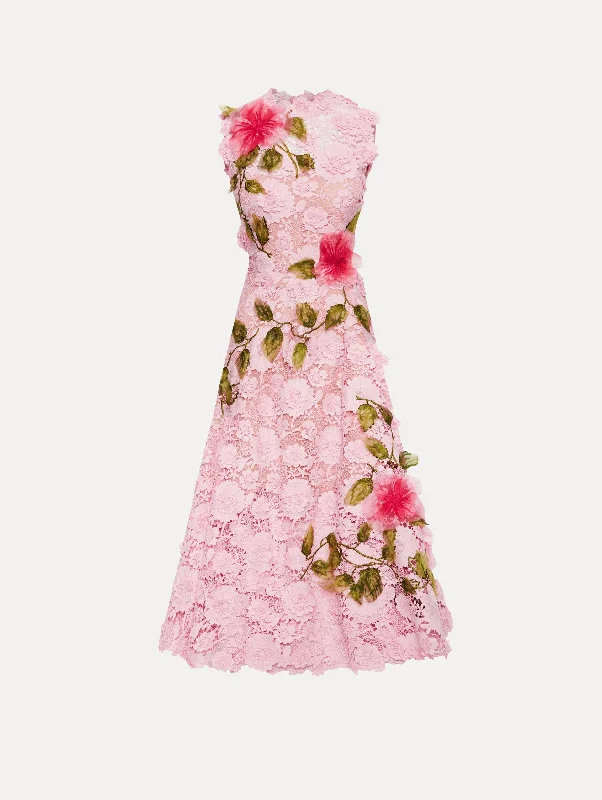 Hibiscus Embroidered Guipure Dress