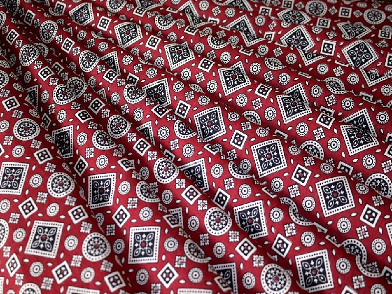 Maroon Geometric Print Design Pure Cotton Fabric