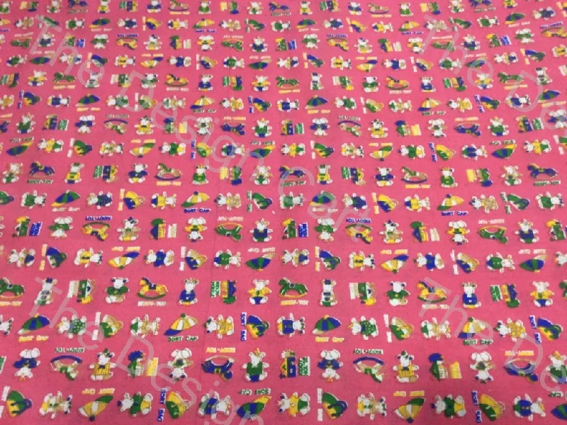 Pink Kids Toys Printed Poplin Cotton Fabric