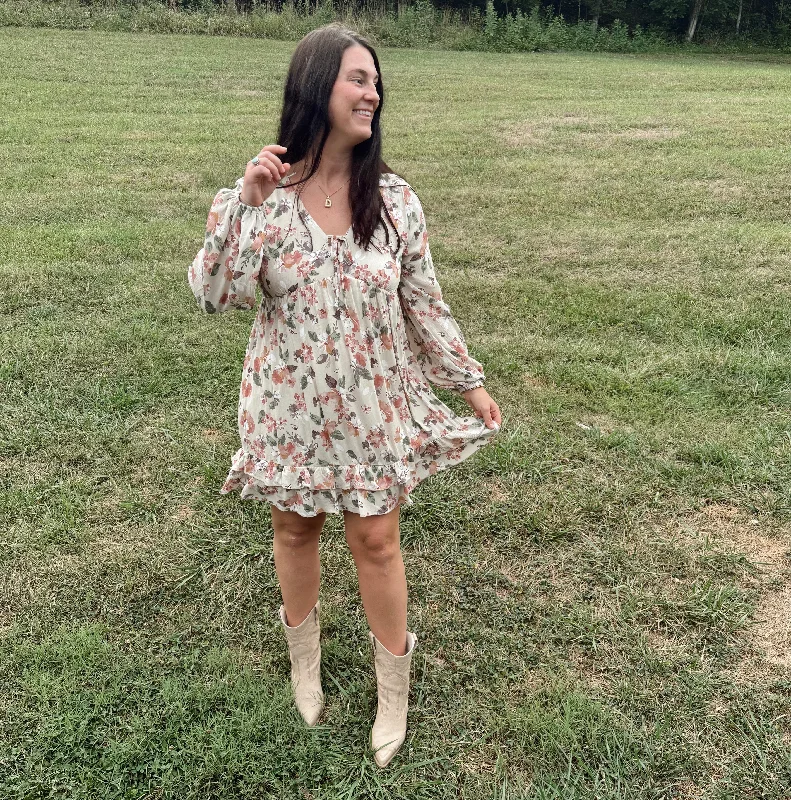 Taupe Floral Dress