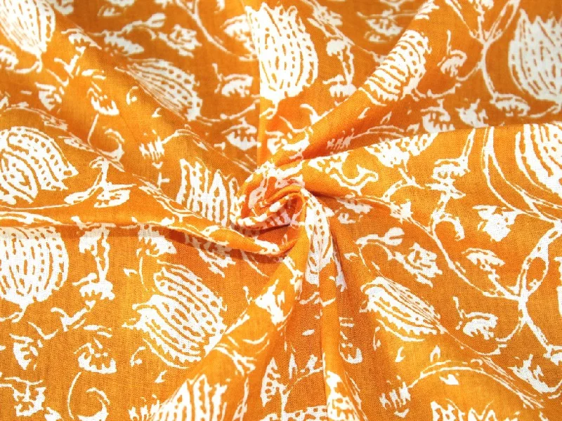 Yellow Floral Design Pure Cotton Fabric