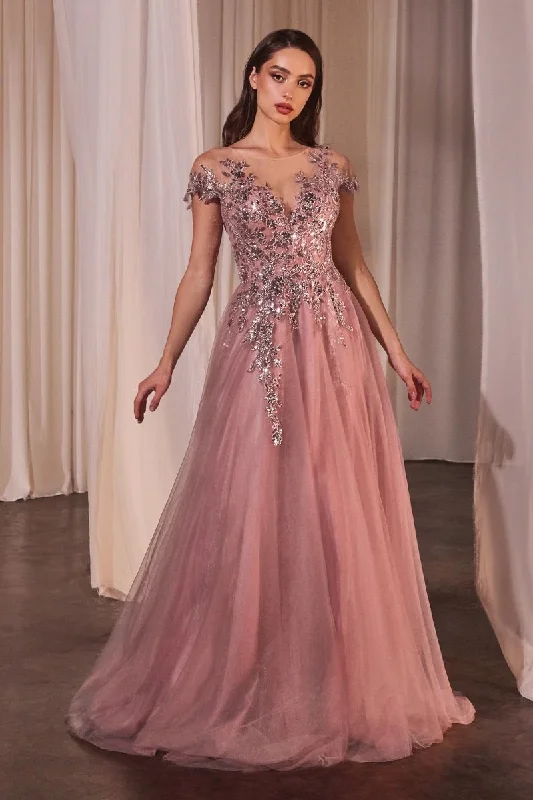 Andrea and Leo -A1350 Beaded Illusion Tulle A-Line Dress