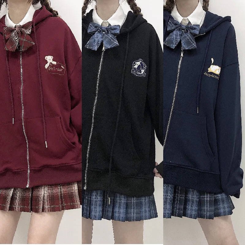 Animal embroidery hooded jacket YV43485