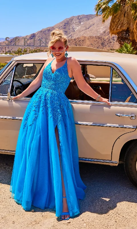 Glitter-Tulle Long Ellie Wilde Prom Dress EW34089