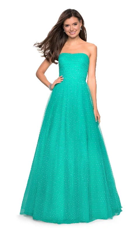 La Femme Strapless Rhinestone Tulle Prom Dress 27630