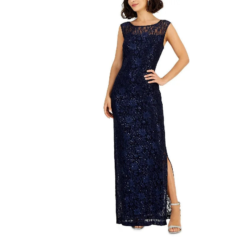 Connected Apparel Womens Lace Sequined Evening Dress