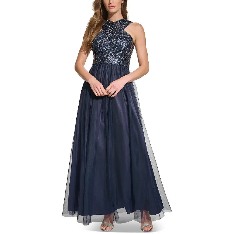 Eliza J Womens Sequined Tulle Evening Dress