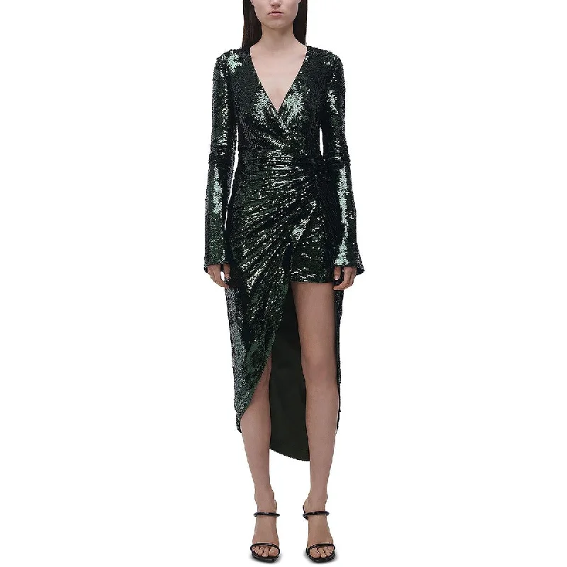 SIMKHAI Womens Emersyn Sequined Long Wrap Dress