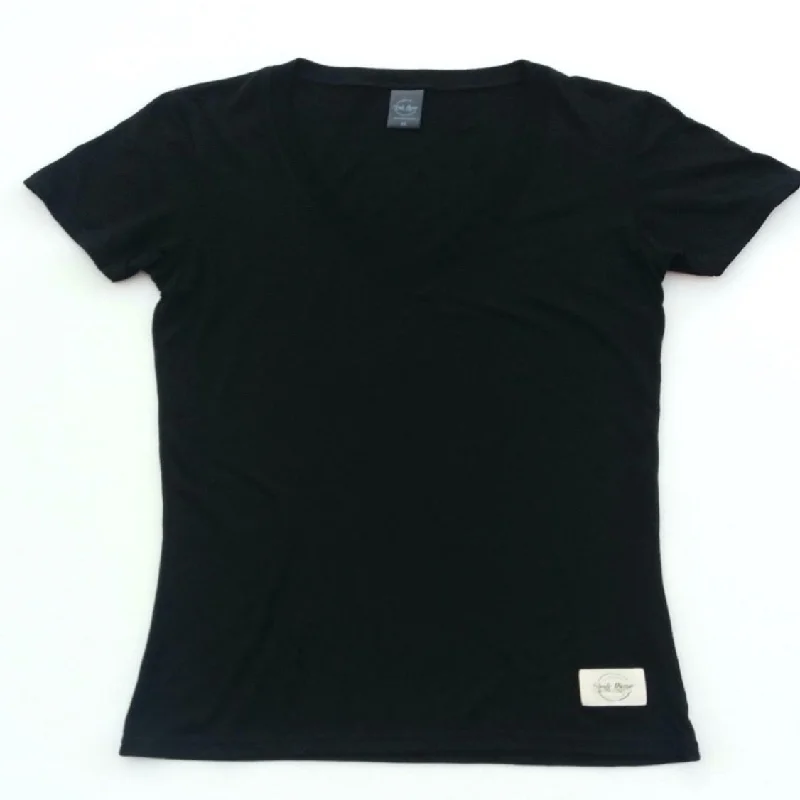 Ladies V neck Bamboo T-shirt Black