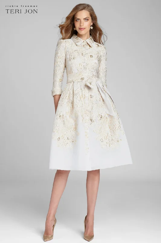 Metallic Jacquard Shirtdress