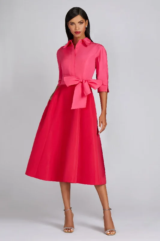 Two Tone Taffeta Shirt Dress